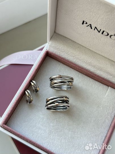 Кольцо и серьги Pandora оригинал