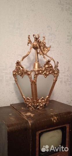 Люстра-фонарь СССР литьё 50-х бронза