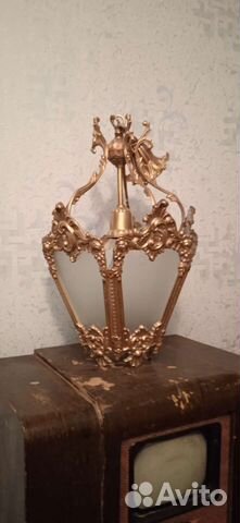 Люстра-фонарь СССР литьё 50-х бронза