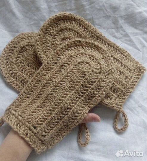 Мочалки для тела и посуды, варежки для пиллинга