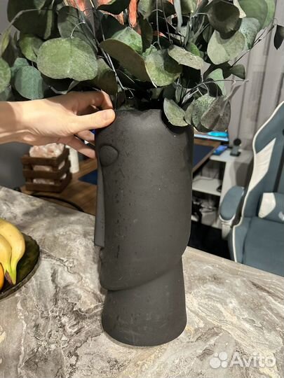 Ваза черная Будда керамика 31см