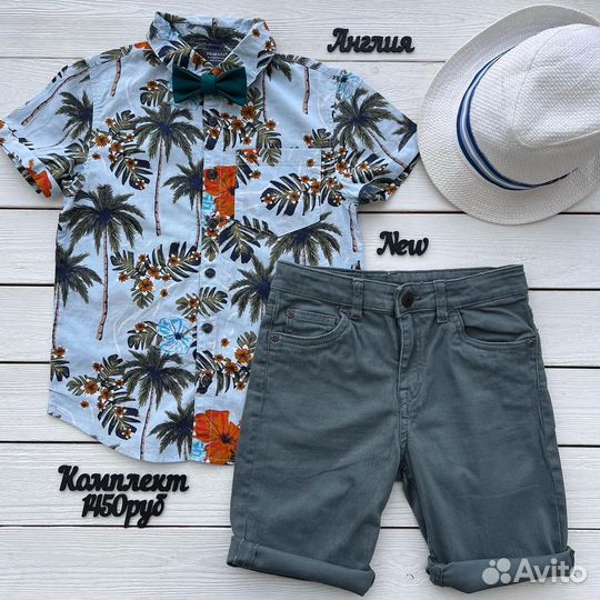 Комплект 134 размер рубашка шорты zara hm