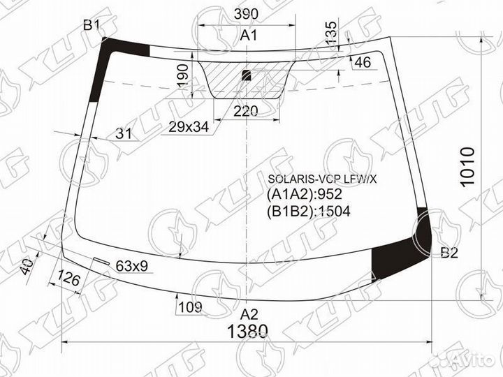 Стекло лобовое hyundai solaris /KIA RIO 4 /5D 10