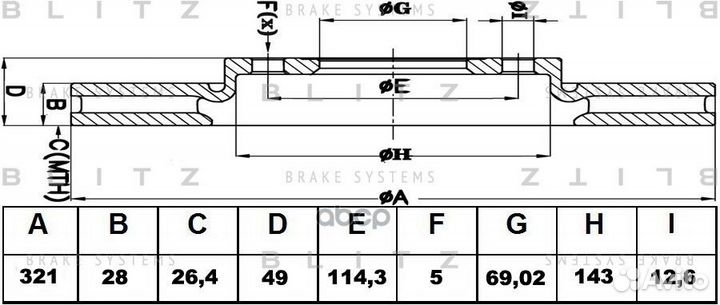 Диск тормозной передний вентилируемый BS0292 Blitz