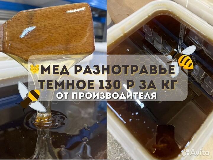 Натуральный мёд разнотравье(темное). 2023г. Опт