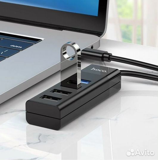 Переходник hoco HB25 type-C, USB 3.0/2.0 HUB на 4
