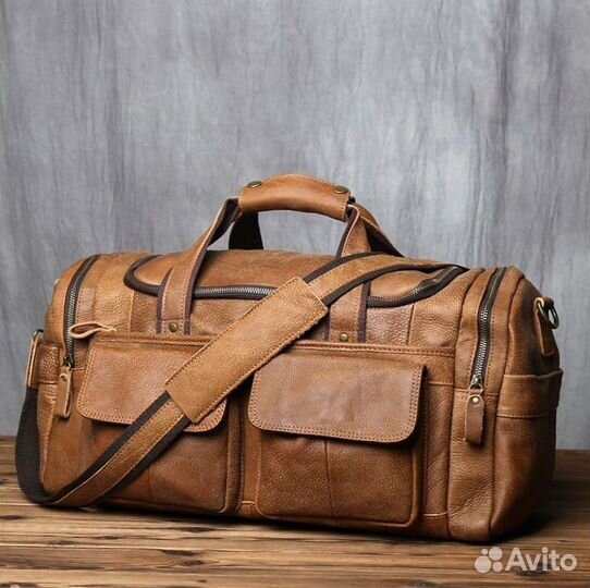 Мужская дорожная сумка натуральная кожа спорт RB36