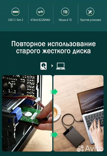 Внешний бокс Ugreen для HDD/SSD SATA 2,5