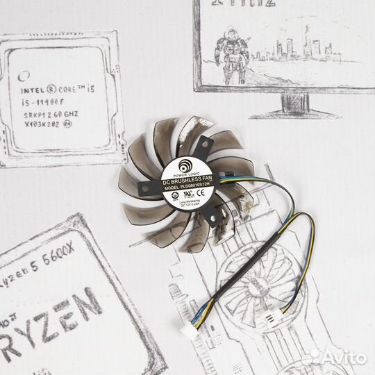 Вентилятор для asus GTX 660 750 1050 75мм №1