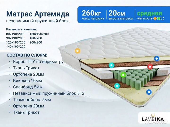 Матрас односпальный 80х200 ортопедический