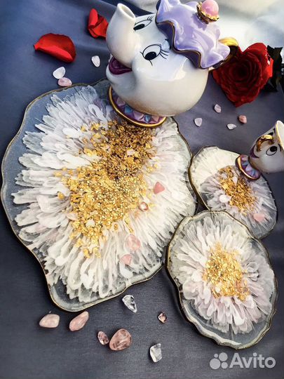 Поднос, сервировочный набор, эпоксидная смола