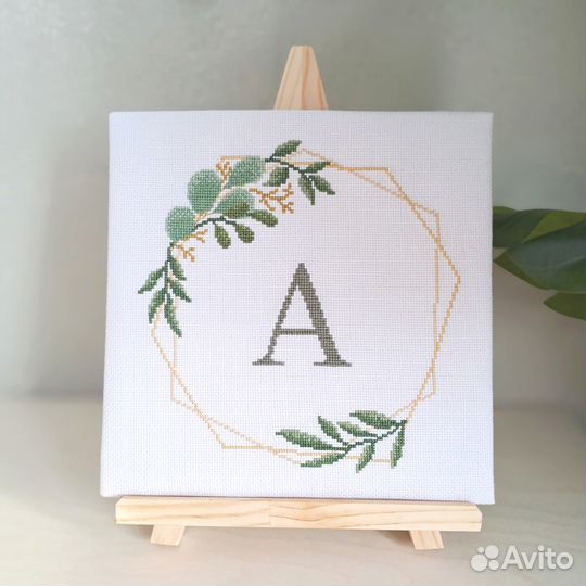 Набор для вышивания монограмма эвкалипт Аида 14cnt