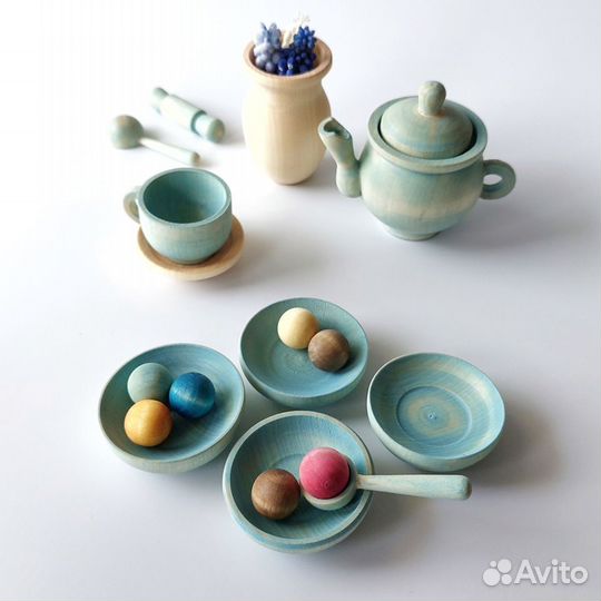 Деревянные игрушки. Игрушечная посуда Sky blue
