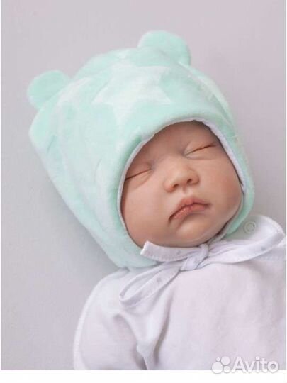 Шапка на малыша на завязках утепленная 34-36р