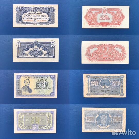 Банкноты Чехословакии, Финляндии и Польши