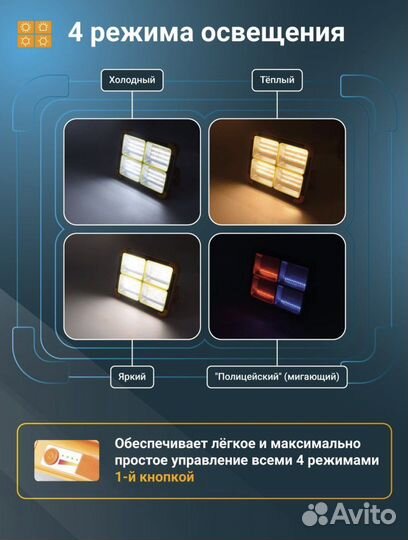 Фонарь прожектор аккумуляторный светодиодный