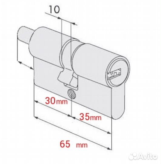 Цилиндр iseo R6 (65) 35/30ключ/дл. шток никель 2шт