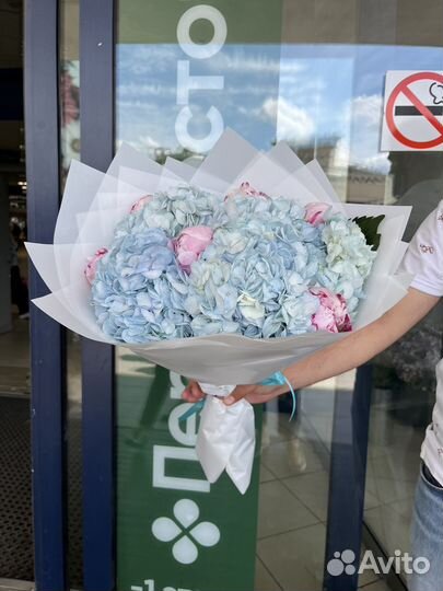 Гортензия пионы букет цветы доставка цветов 24