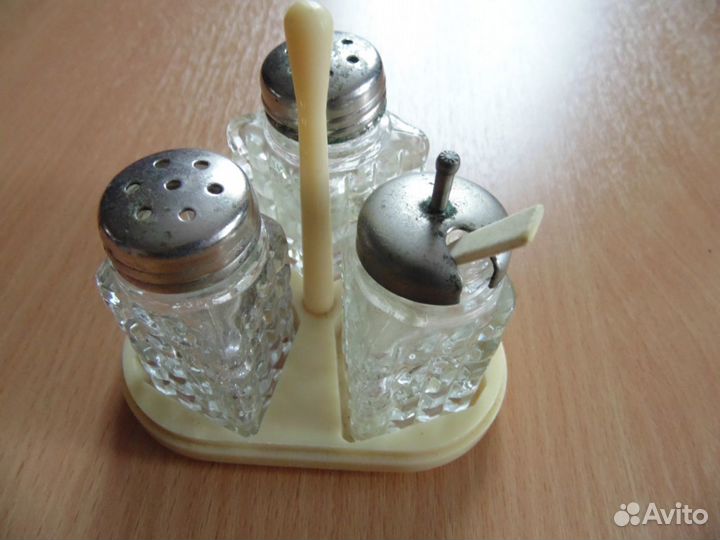 Набор для специй СССР дерево и стекло