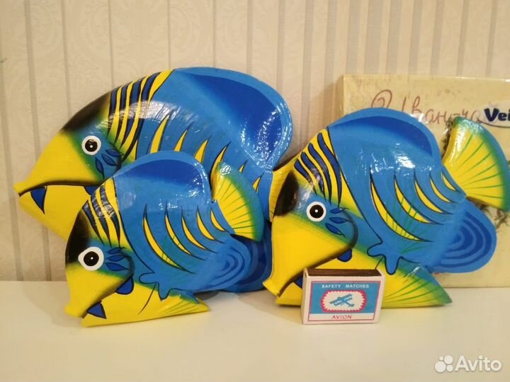 Панно из дерева рыбы Бали 3 шт Индонезия