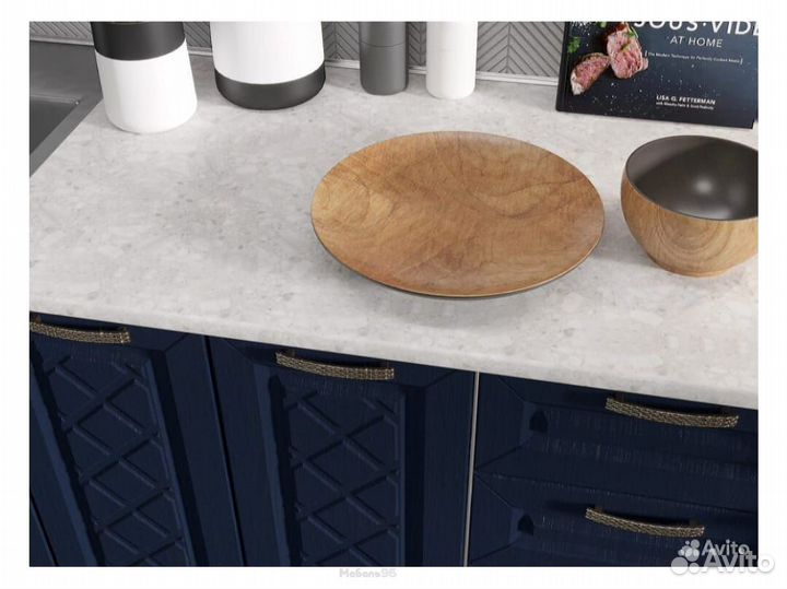 Кухня Агава мдф 1600 акация белая-сапфир