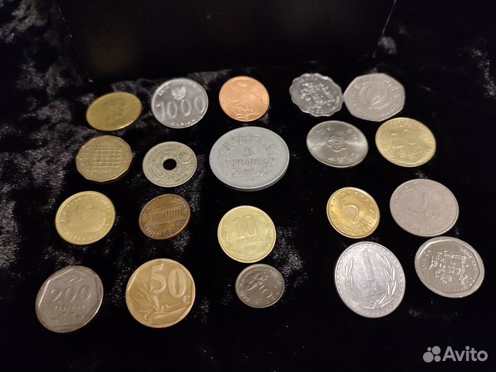 Набор иностранных монет 20 шт экзотика