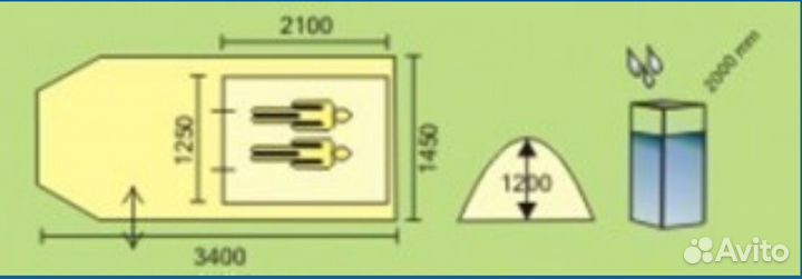 Палатка туристическая 2 местная 2хслойная