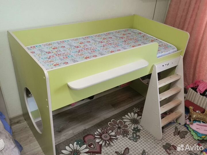 Детская кровать +лестница+ матрас аскона