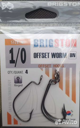Офсетные крючки Brigston Offset Worm Корея