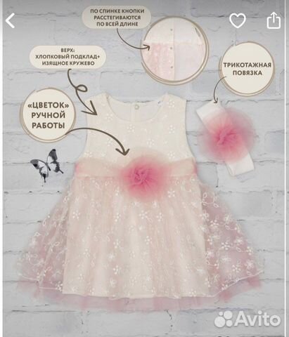 Нарядное Платье на девочку новое 62 68