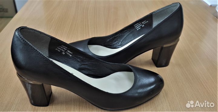 Новые черные кожаные туфли, комфортный лаковый каб