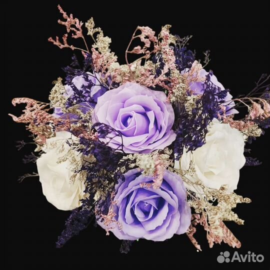 Композиции из цветов из мыла и сухоцветов