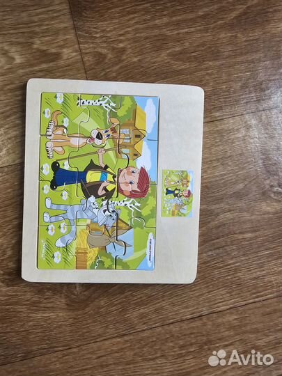 Пазлы детские (картон, дерево), за 7 штук