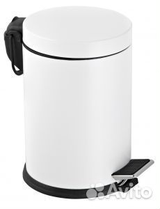 Урна педальная из нержавеющей стали / белый 5 л