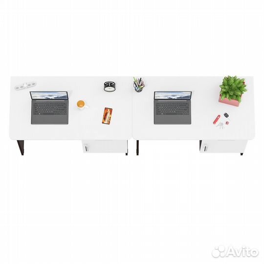 Два письменных стола Мебельный Двор 1-09 цвет венге/белый шагрень, шхгхв 210х57х75 см