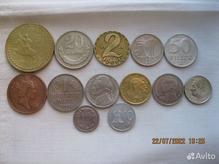 Монеты разные фрг,Англия,США,Венгрия и другие