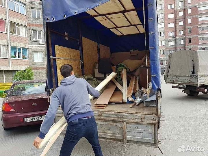 Вывоз мусора контейнером и газелью