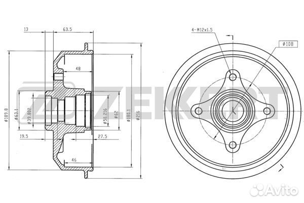 Барабан торм. задн. Ford Escort III IV 83- Orion I II 83- Fiesta IV V 95