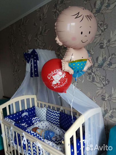 Комплек подушек для детской кроватки. Для мальчика