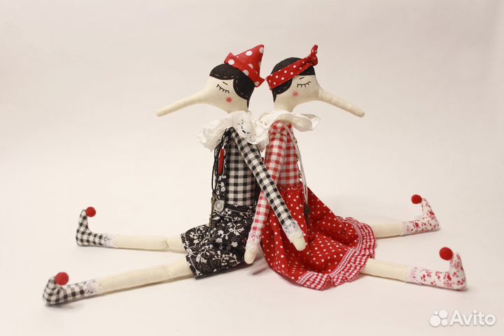 Интерьерные куклы тильда пиноккио буратино пара