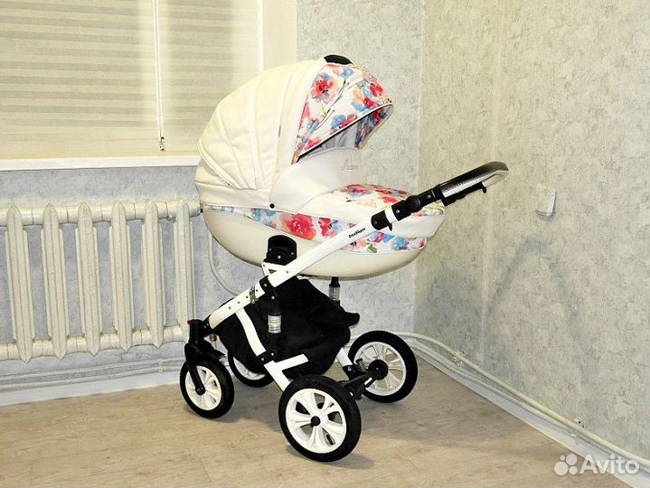 Коляска индиго 2 в 1 цветы