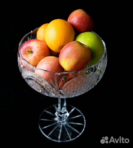 Фруктовница на ножке. Хрусталь. Большая