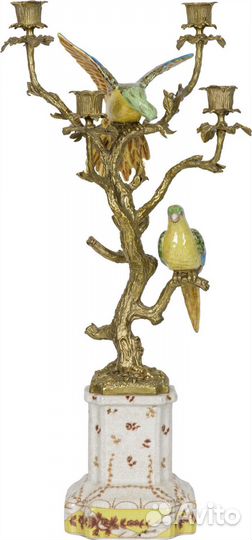 Подсвечник фарфор, бронза белый Glasar