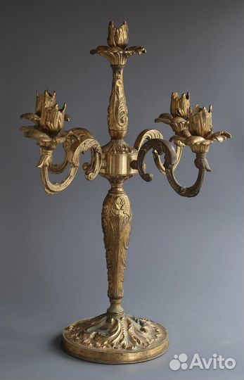 Подсвечник латунь бронза Канделябр старинный