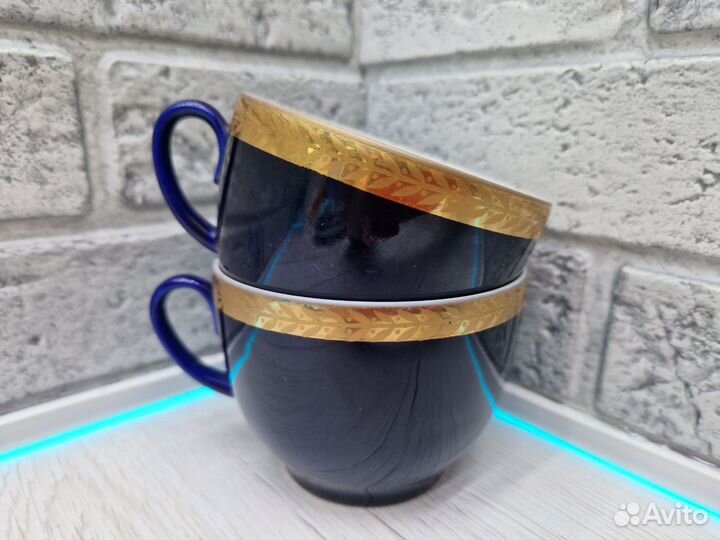 К.3754 Чайная пара лфз Кобальт позолота