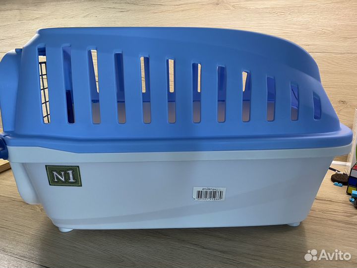 Переноска пластик голубая до 8 кг