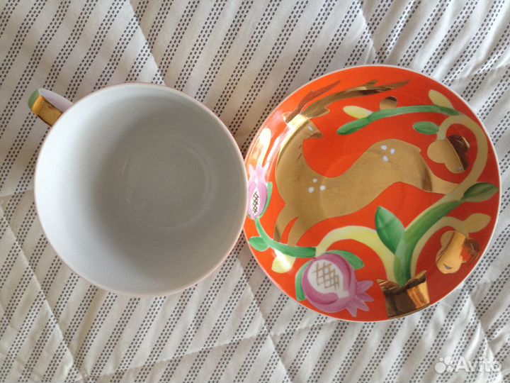 Чайная пара Дулево СССР 70-е Золотой олень. Новая