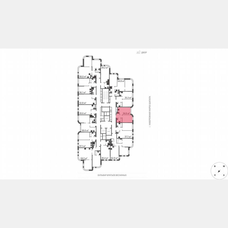 1-к. квартира, 34,6 м², 12/43 эт.