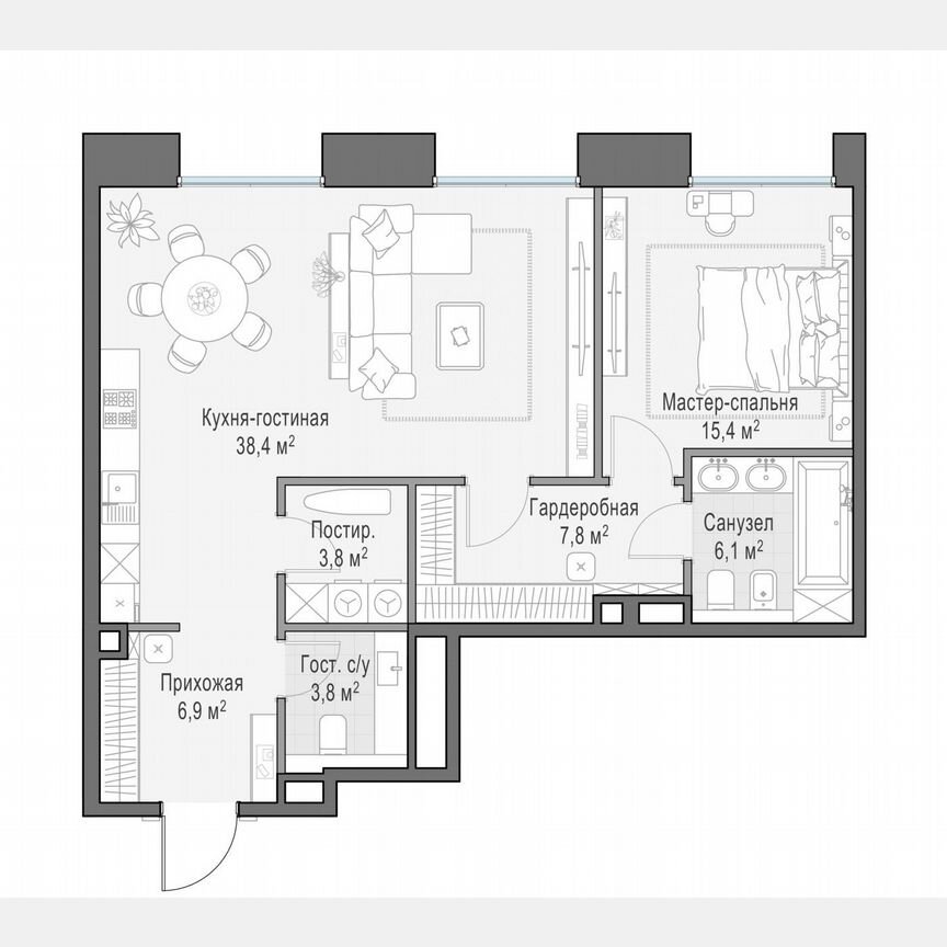 1-к. квартира, 83,3 м², 2/13 эт.