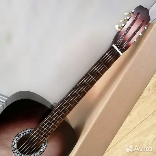 Гитара новая акустическая широкий гриф